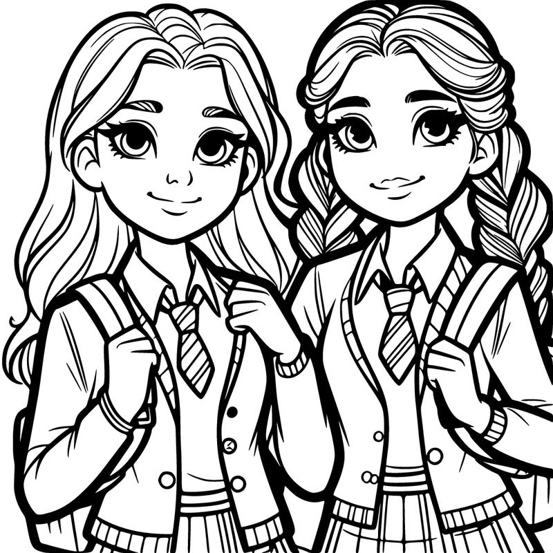 two teen school girls