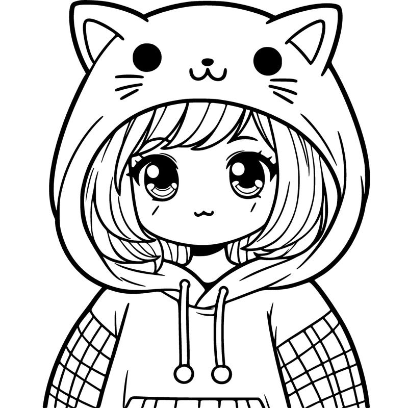 girl with cat hoodie
