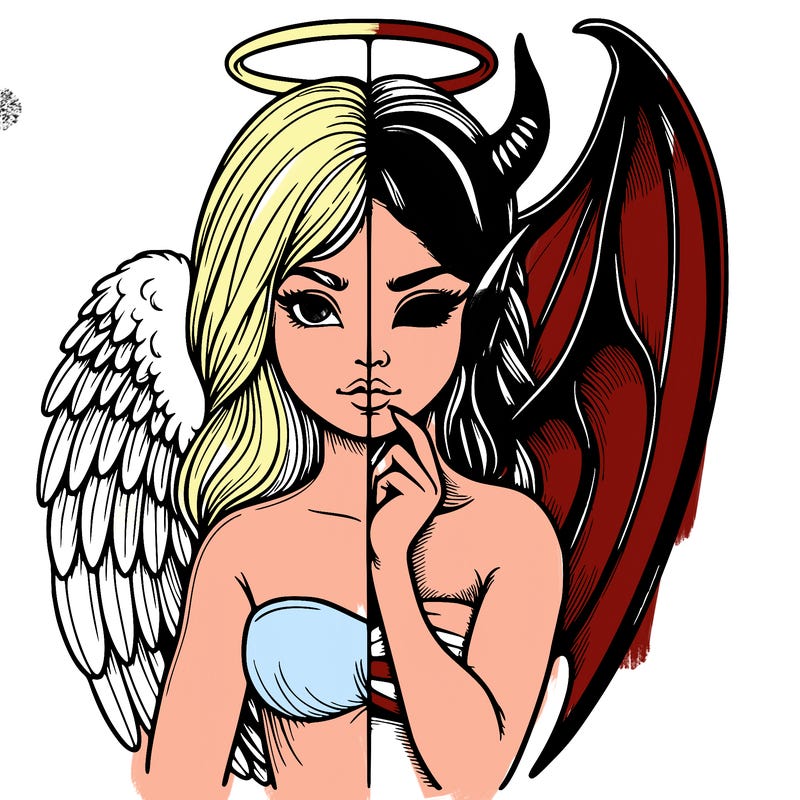 realistic angel half demon