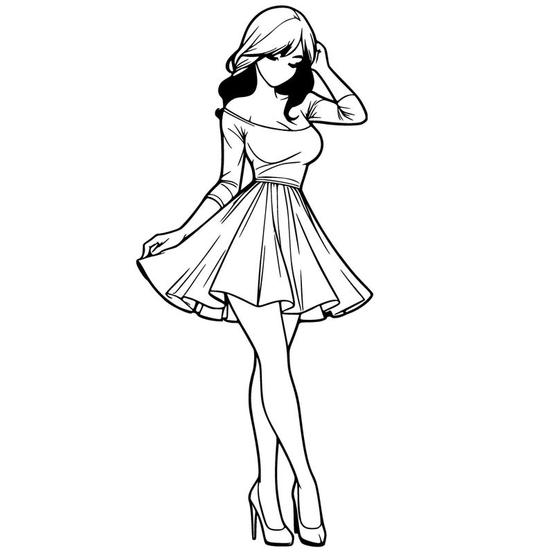 realistic woman in a short dress