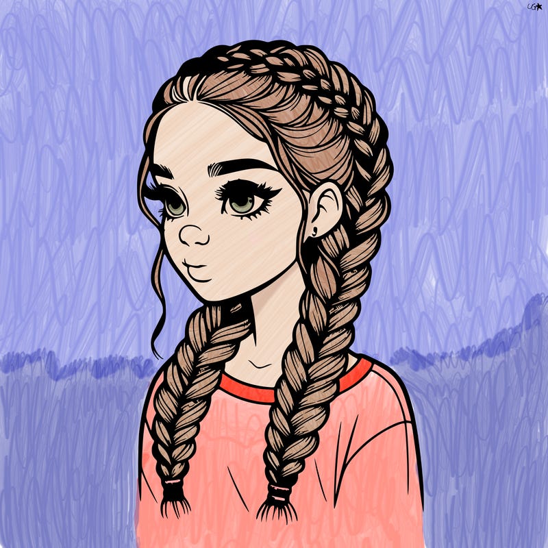 realistic girl with braids