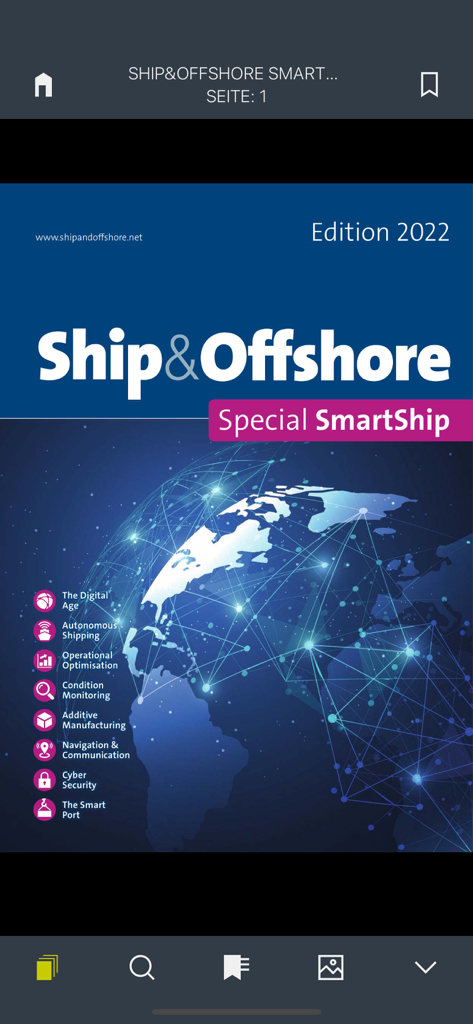 Maritime Media - Portada digital de la edición especial de la revista Ship and Offshore SmartShip dentro del quiosco de la aplicación Maritime Media.
