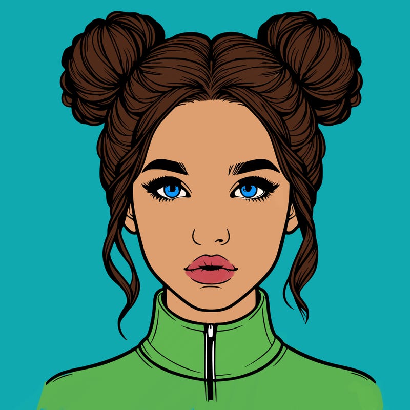 realistic woman that has space buns