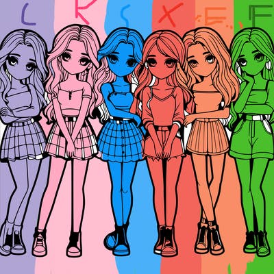 a group of girls realistic