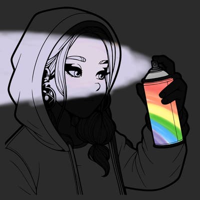 a realistic girl, spray painting