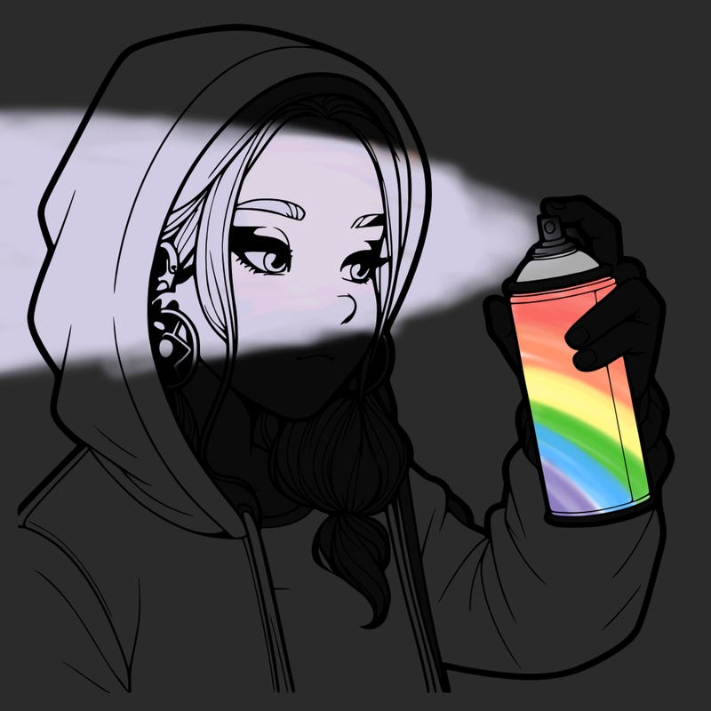 a realistic girl, spray painting