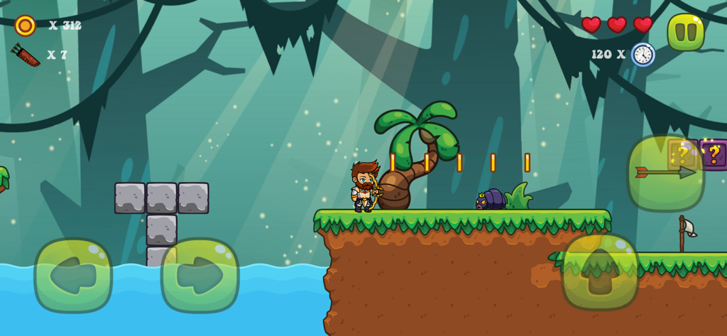 Archer's World - A character in Archer's World navigating a forest level with platformer mechanics and cartoon graphics