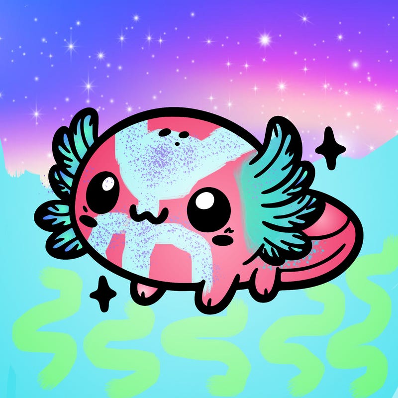 cute easy baby axolotl