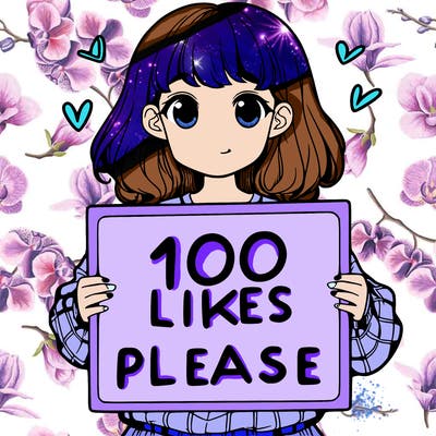 a girl holding a sign saying 100 likes please