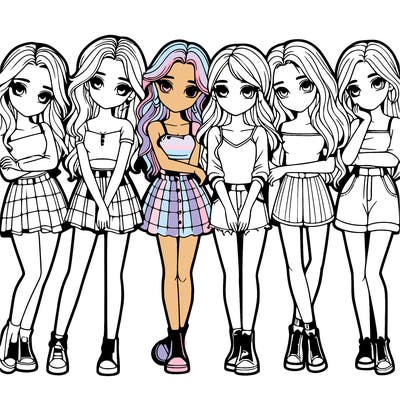 a group of girls realistic