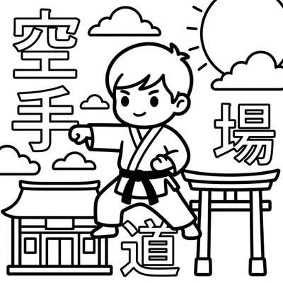 Watch your little one develop motor skills and explore the exciting world of martial arts with this super fun karateka coloring page. Featuring ultra-thick lines and large, easy-to-color areas, it's perfect for toddlers.