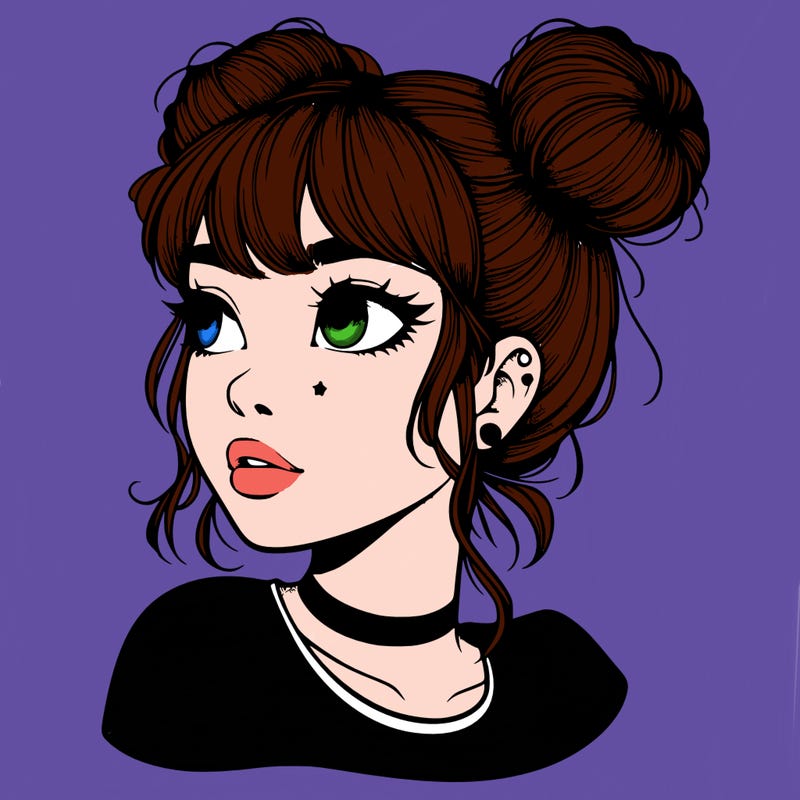 realistic girl with spacebuns