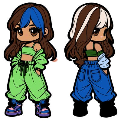 girl in crop top and baggy pants