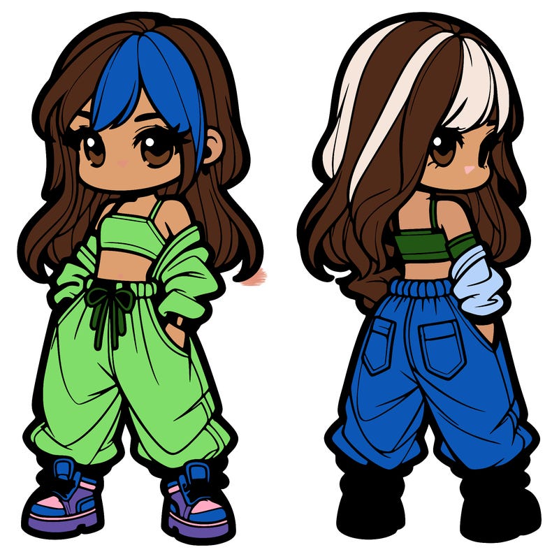 girl in crop top and baggy pants