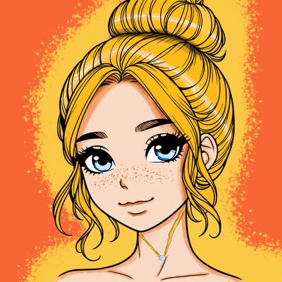 realistic pretty girl with hair in bun