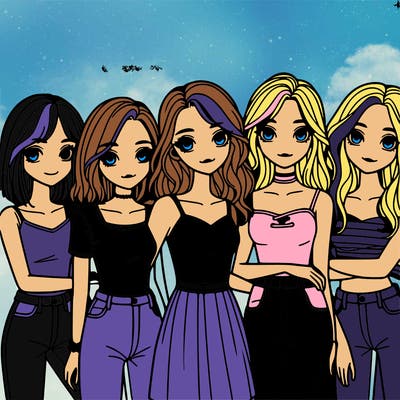 a group of girls realistic