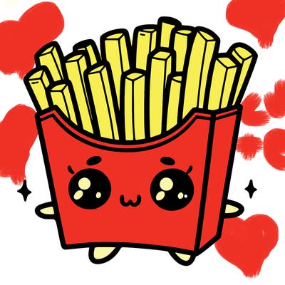 a cute. french fries