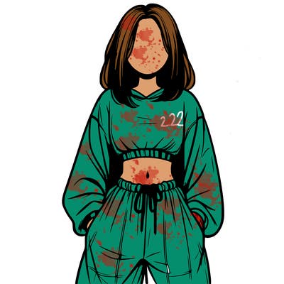 realistic girl faceless with baggy pants and a crop top