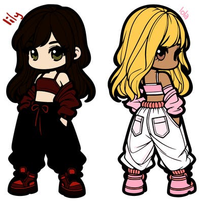 girl in crop top and baggy pants