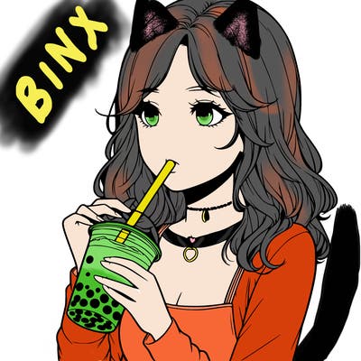 realistic girl drinking boba tea
