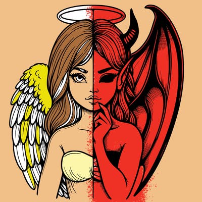 realistic angel half demon