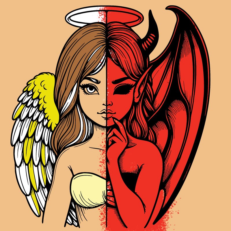 realistic angel half demon