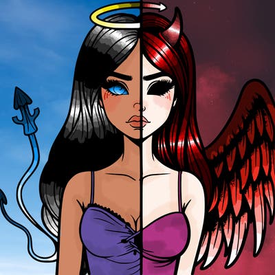 devil vs angel realistic girl