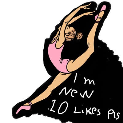gymnast doing a leap in a leotard with a bent back leg