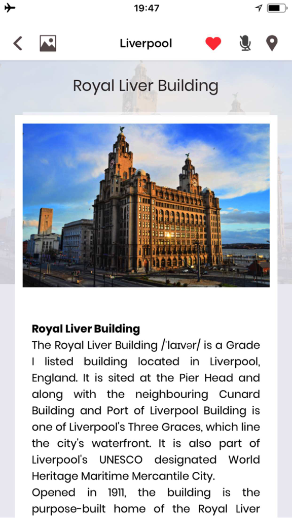 Royal Liver Building attraction details in the Liverpool Travel Guide app