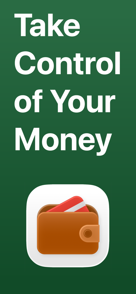 Budget Planner & Money Plan - Icona del portafoglio e testo "Prendi il Controllo dei Tuoi Soldi" per l'app Budget Planner