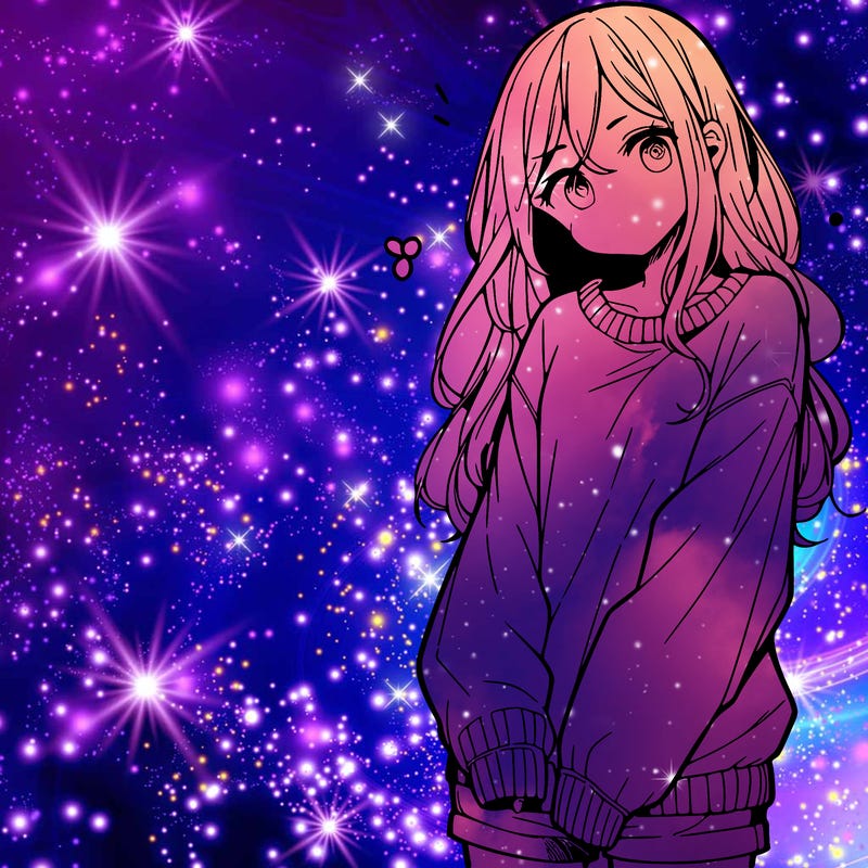 manga teen girl  in a sweater and baggy pants