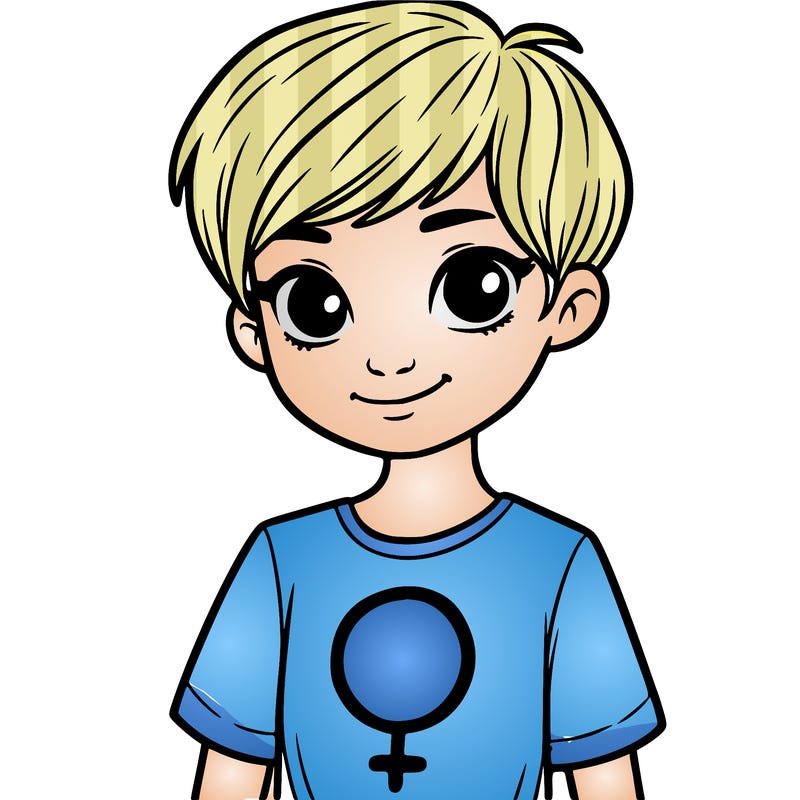 girl with pixie cut and feminist shirt