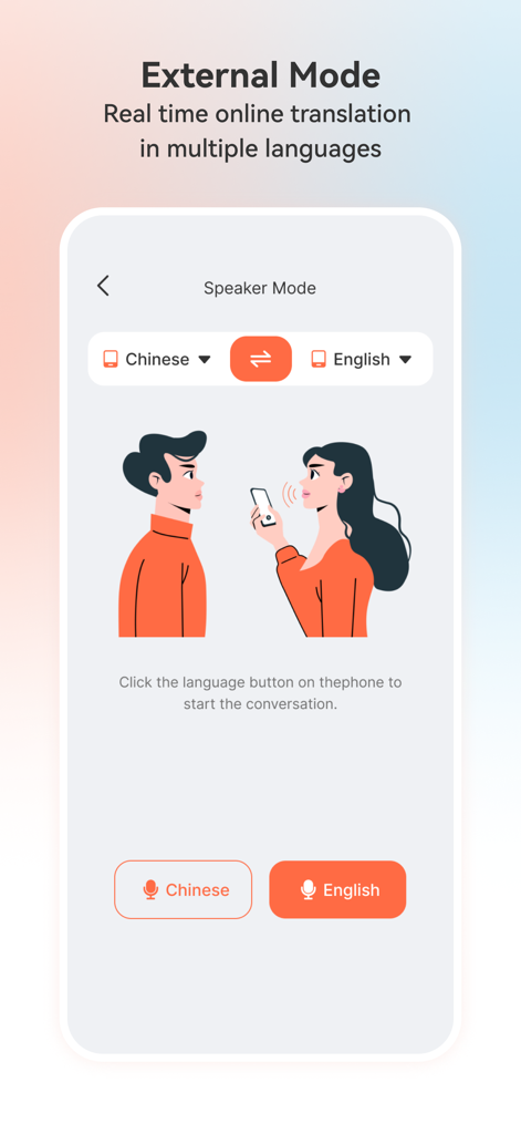 TransKit - TransKit app interface for real time translation in Speaker Mode between Chinese and English