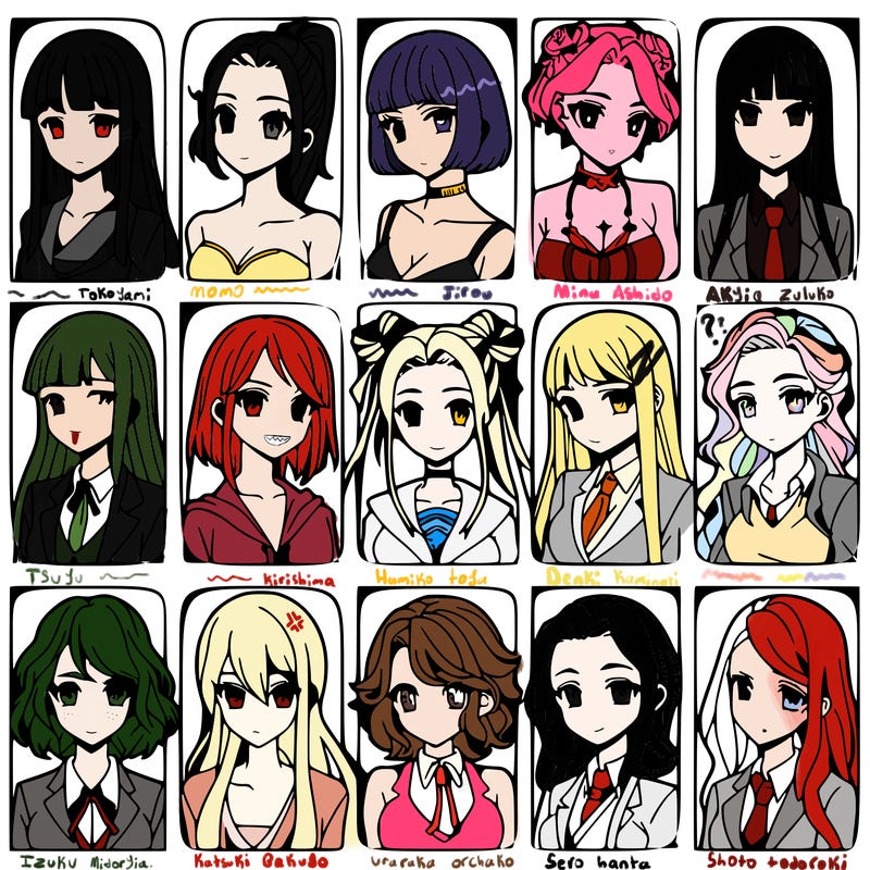 girls that look diffrent anime