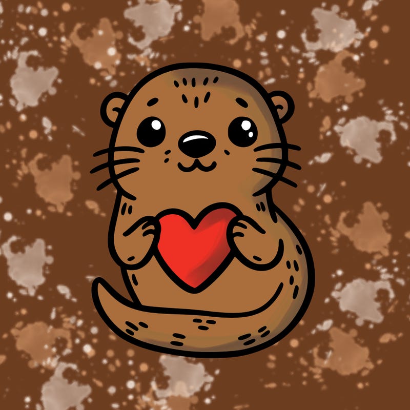otter with a heart