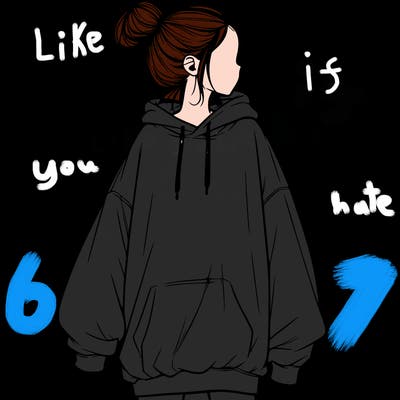 realistic girl with a oversized sweatshirt on and a bun