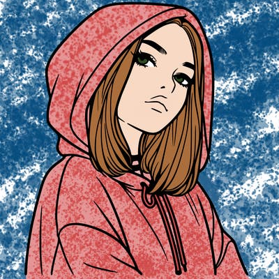 a realistic girl in a hoodie