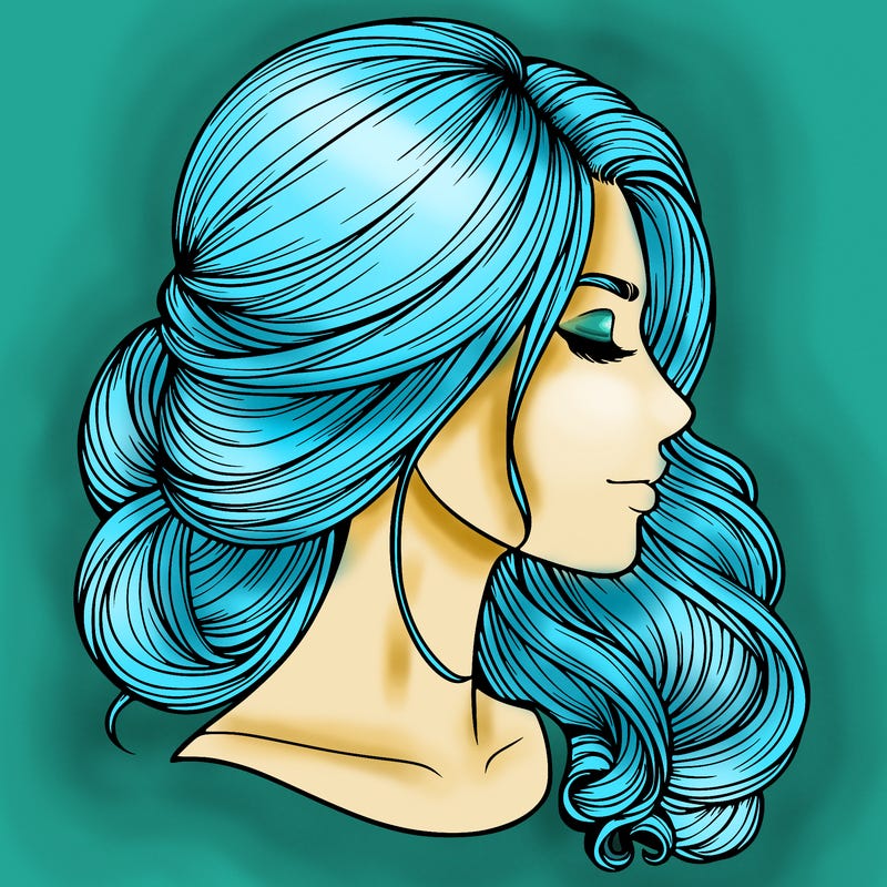 realistic woman's head & hair