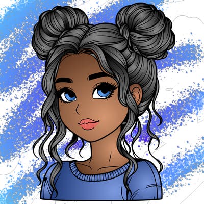 realistic girl with two buns in her hair