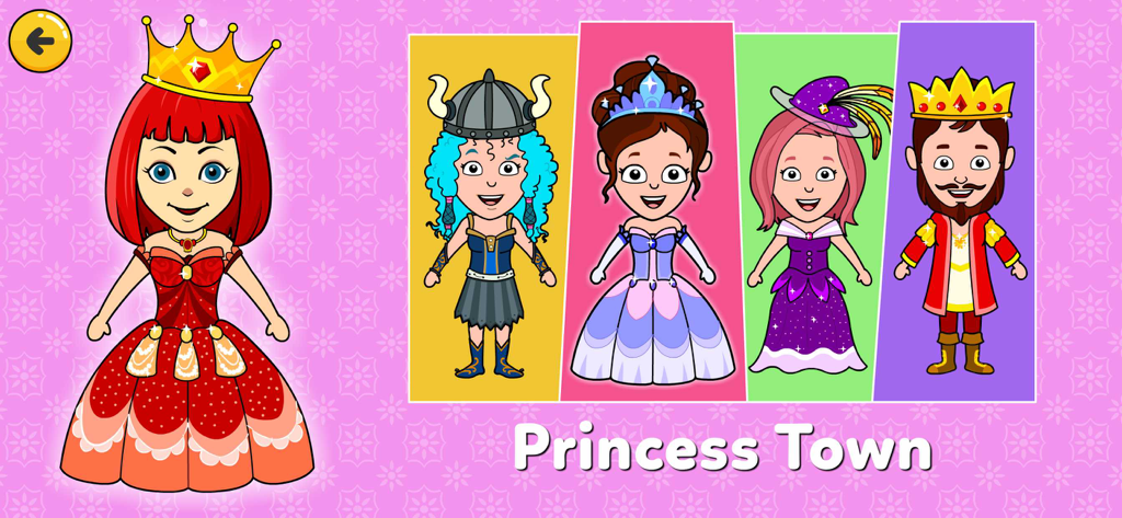 Tizi Town - Dream Castle House - A group of diverse royal characters including princesses and a king from Tizi Town Dream Castle House