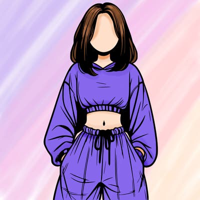 realistic girl faceless with baggy pants and a crop top