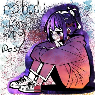sad anime girl sitting alone