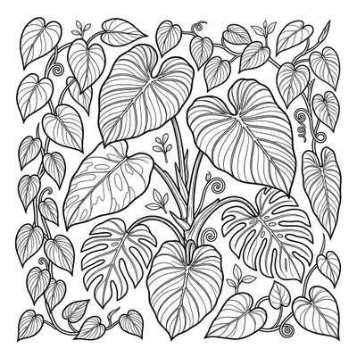 Discover the beauty of nature with this Philodendron leaf coloring page, thoughtfully designed for seniors. Its clear, bold lines and rich botanical details offer a soothing and engaging coloring experience.