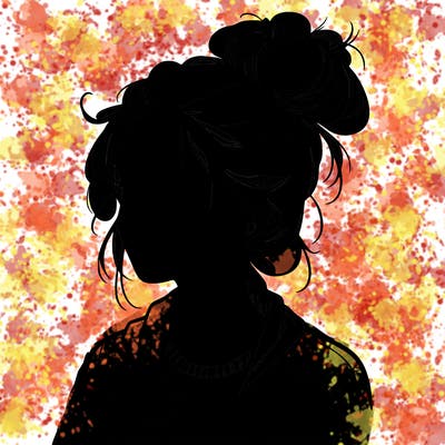 realistic teenage girl with a messy bun