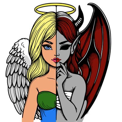 realistic angel half demon