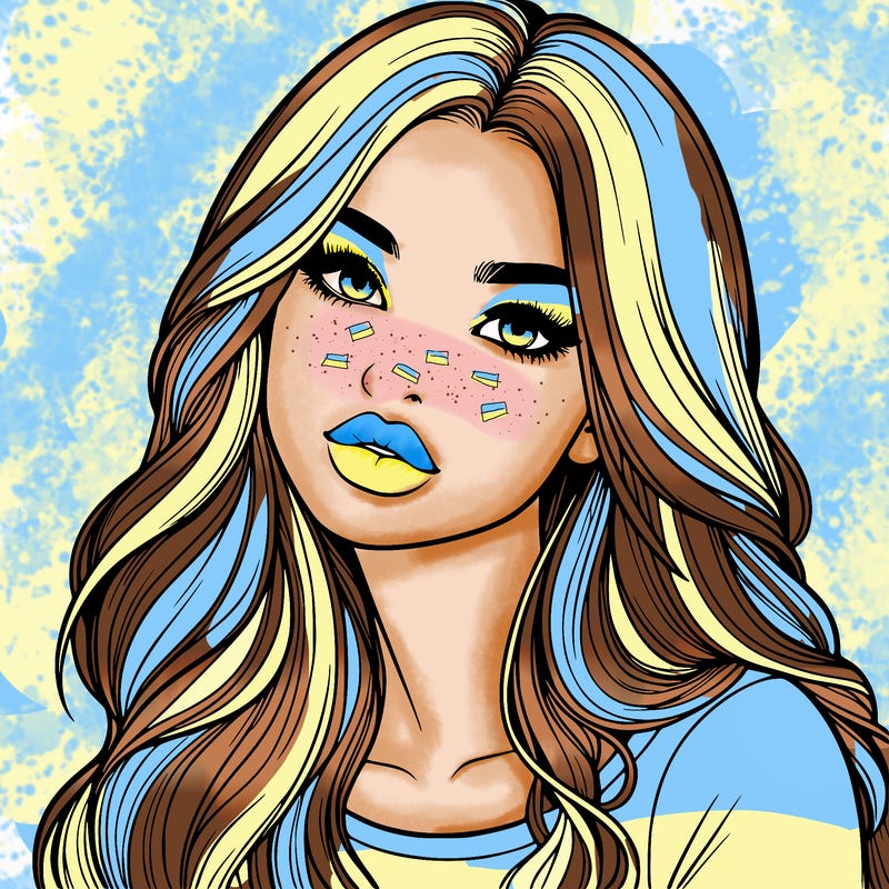 realistic girl with hair on her hair and lips