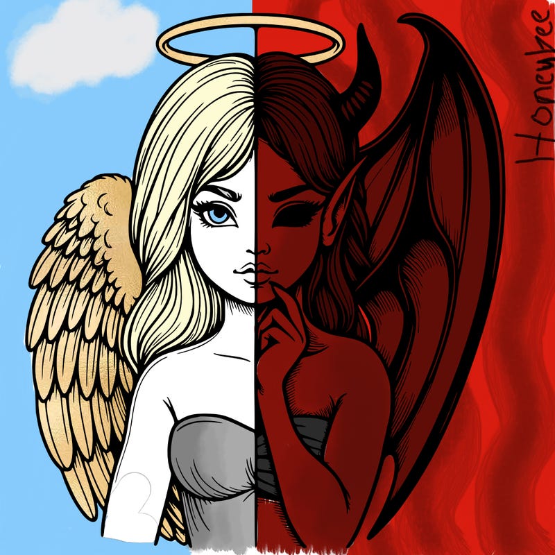 realistic angel half demon