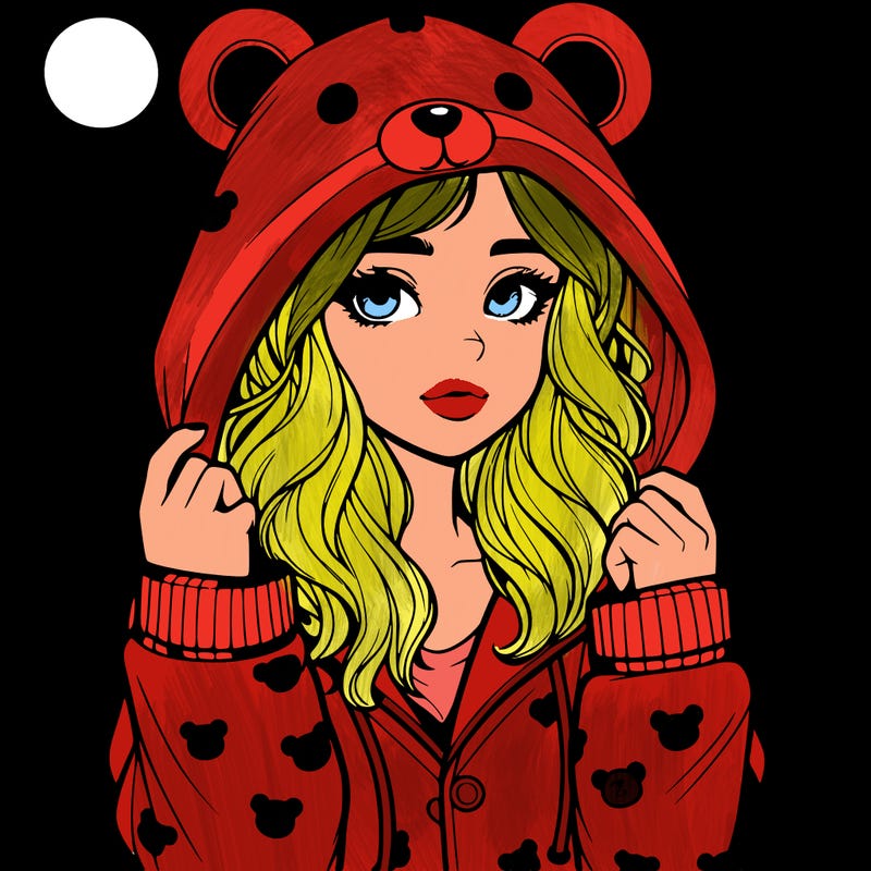 realistic girl in a animal pjs hoodie