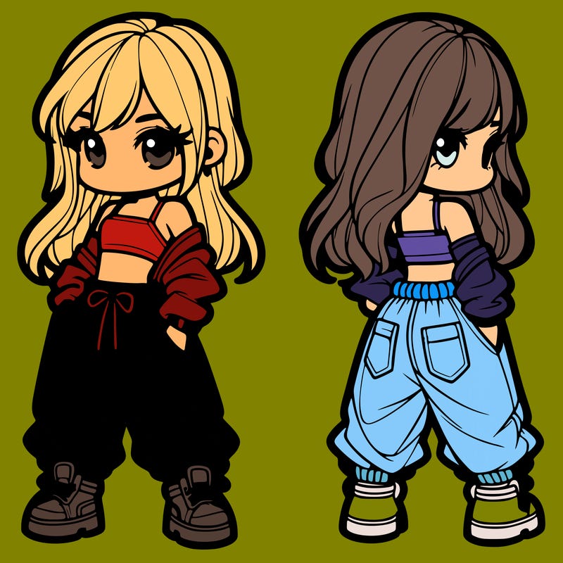 girl in crop top and baggy pants