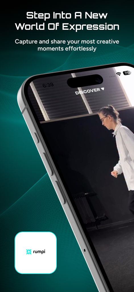 Rumpi - Rumpi mobile app screenshot showing a live video stream of a creator on a smartphone